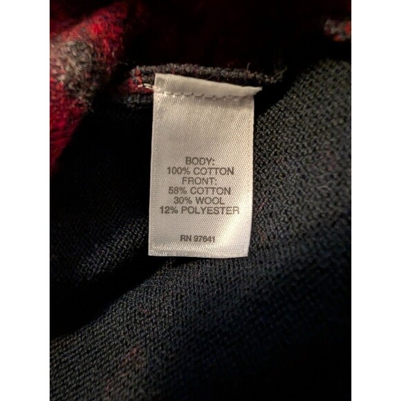 NWT J. Jill Crew Neck Sweater Women's Small Red Black Argyle Plaid Pullover - Picture 7 of 9